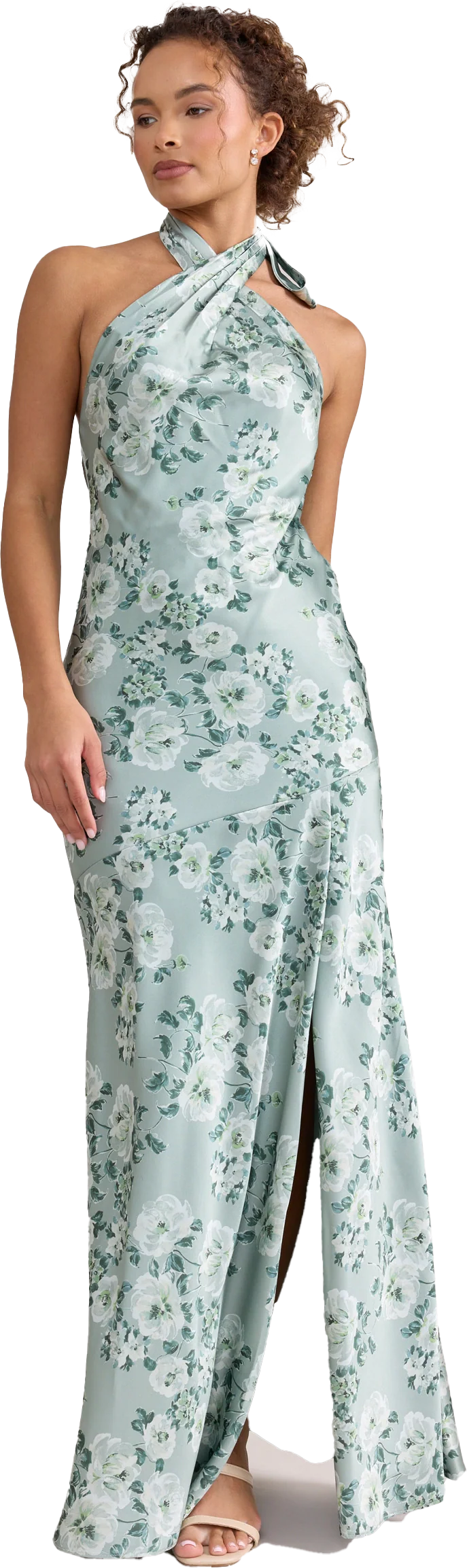 Athena Satin Floral Print Dress | Made To Order - Image 107