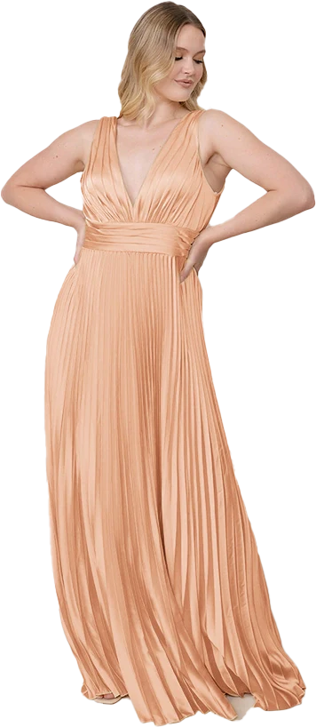 Celine Satin Pleated Dress | Made To Order - Image 142