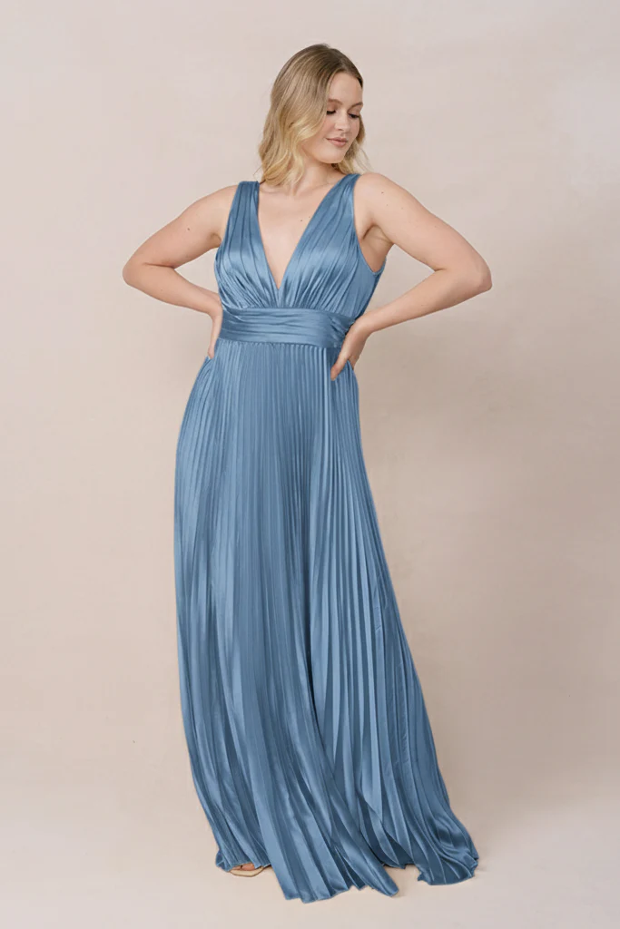 Celine Satin Pleated Dress | Made To Order - Image 161
