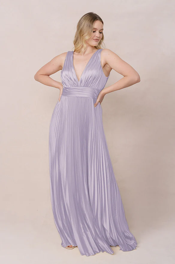 Celine Satin Pleated Dress | Made To Order - Image 51