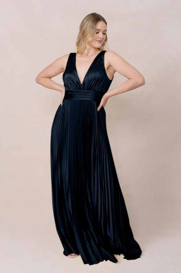 Celine Satin Pleated Dress | Made To Order - Image 63