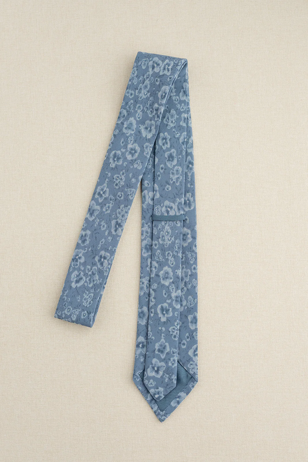 Chiffon Floral Print Tie | Ready To Ship | Dusty Blue Posey - Image 2