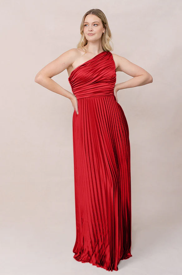 Declan Satin Pleated Dress | Made To Order - Image 71