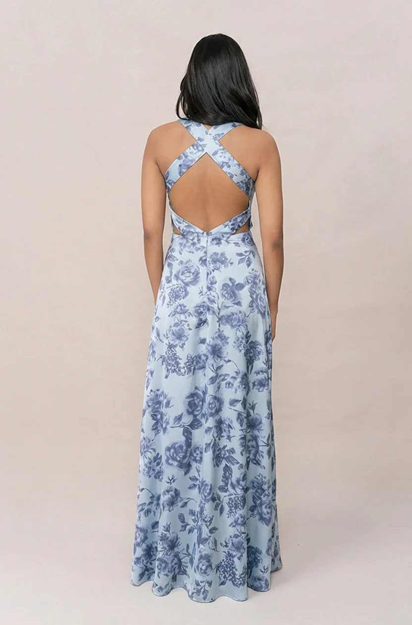 Dylan Satin Floral Print Dress | Made To Order - Image 54