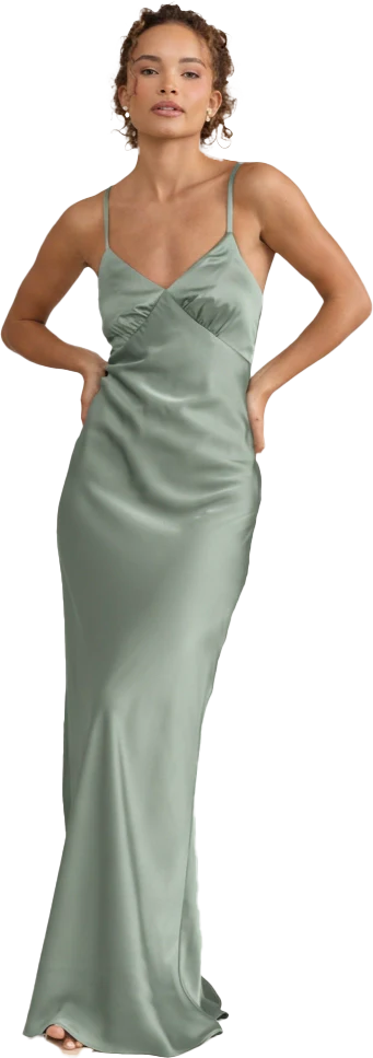 Iris Satin Dress | Ready To Ship | Sage - Image 3