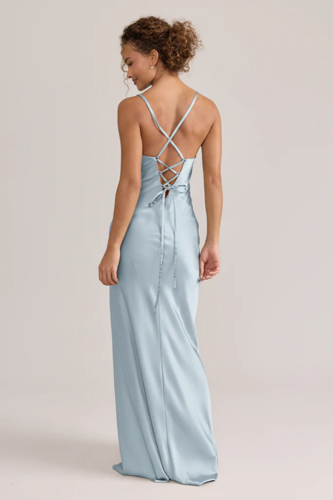 Iris Satin Dress | Ready To Ship | Sky Blue - Image 2