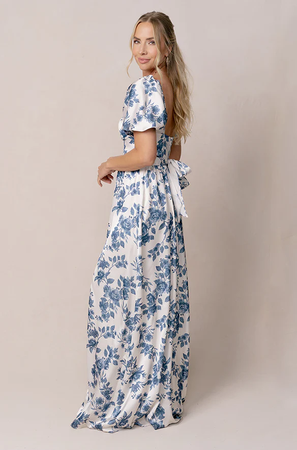 Isabella Satin Floral Print Dress | Made To Order - Image 14