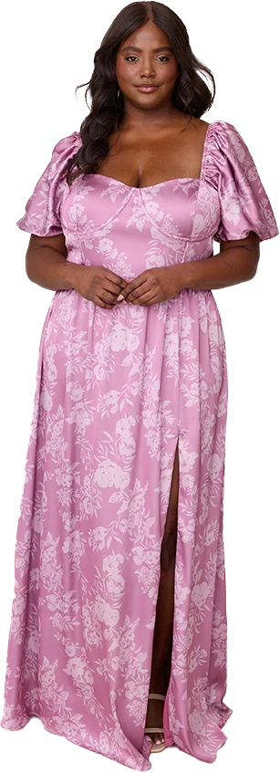 Isabella Satin Floral Print Dress | Made To Order - Image 42