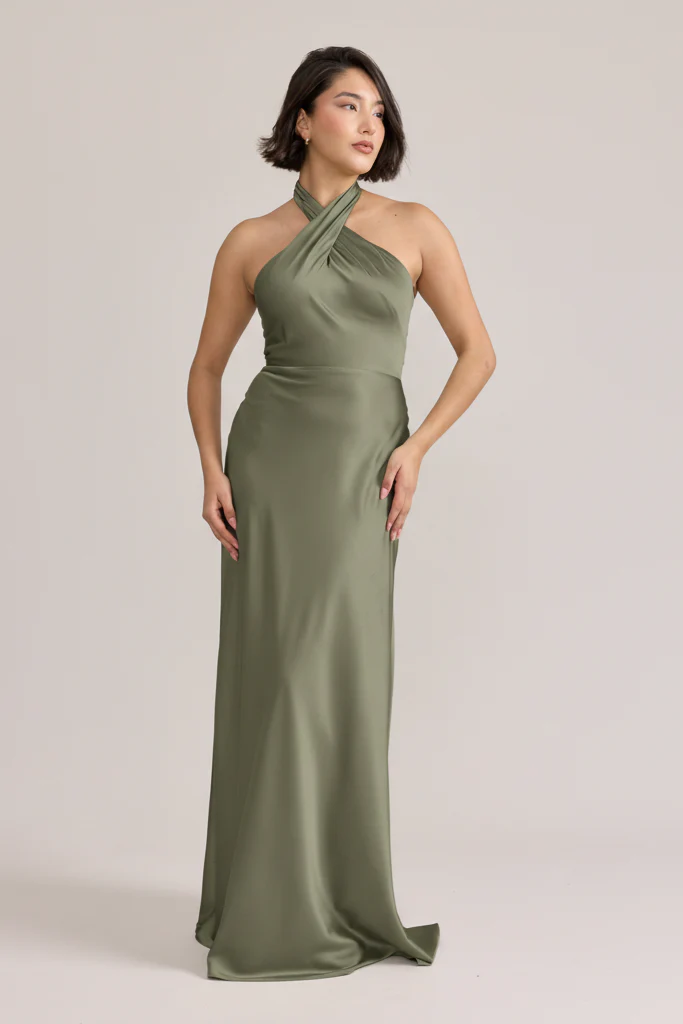 Isla Satin Dress | Ready To Ship | Moss