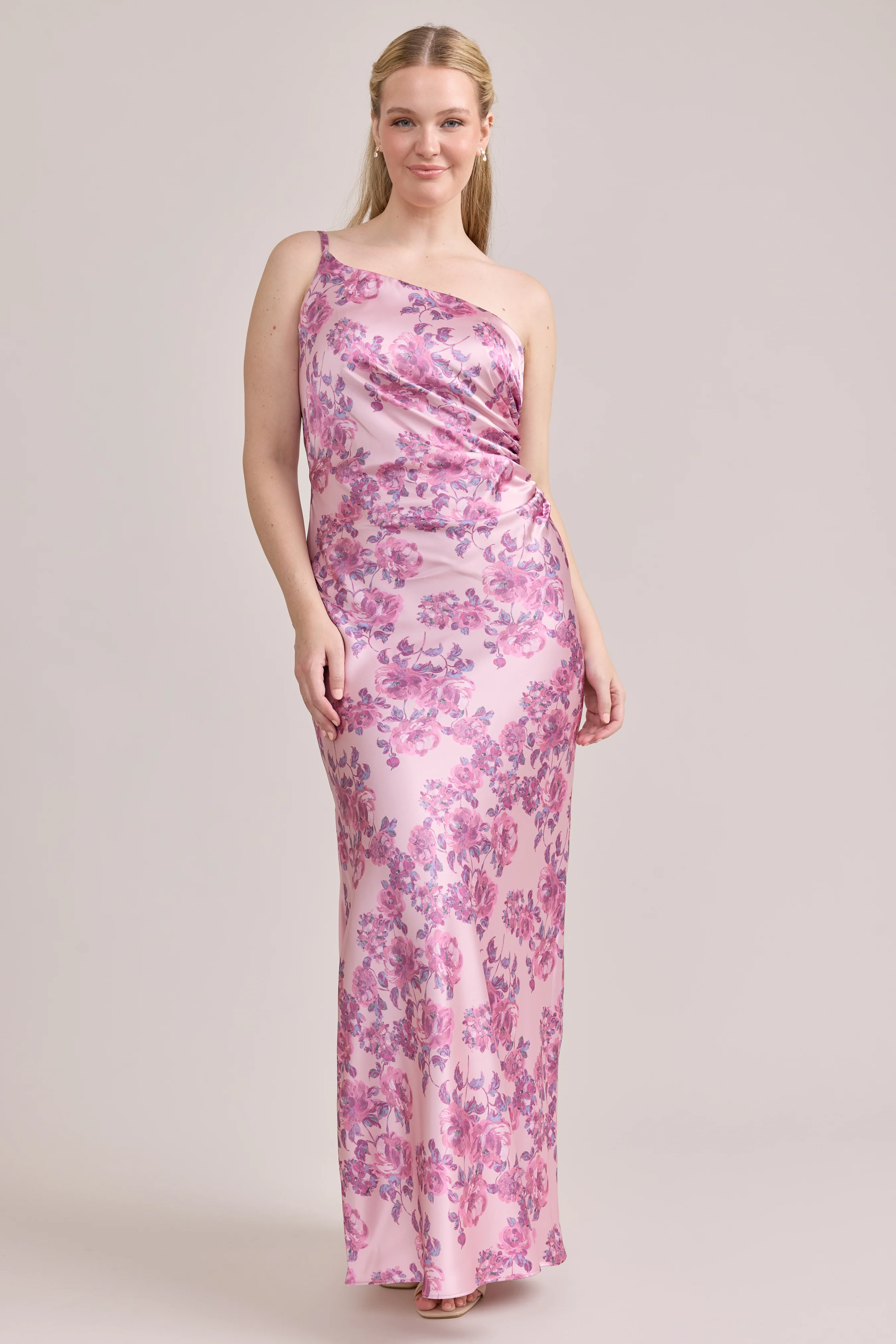Jade Satin Floral Print Dress | Made To Order - Image 102