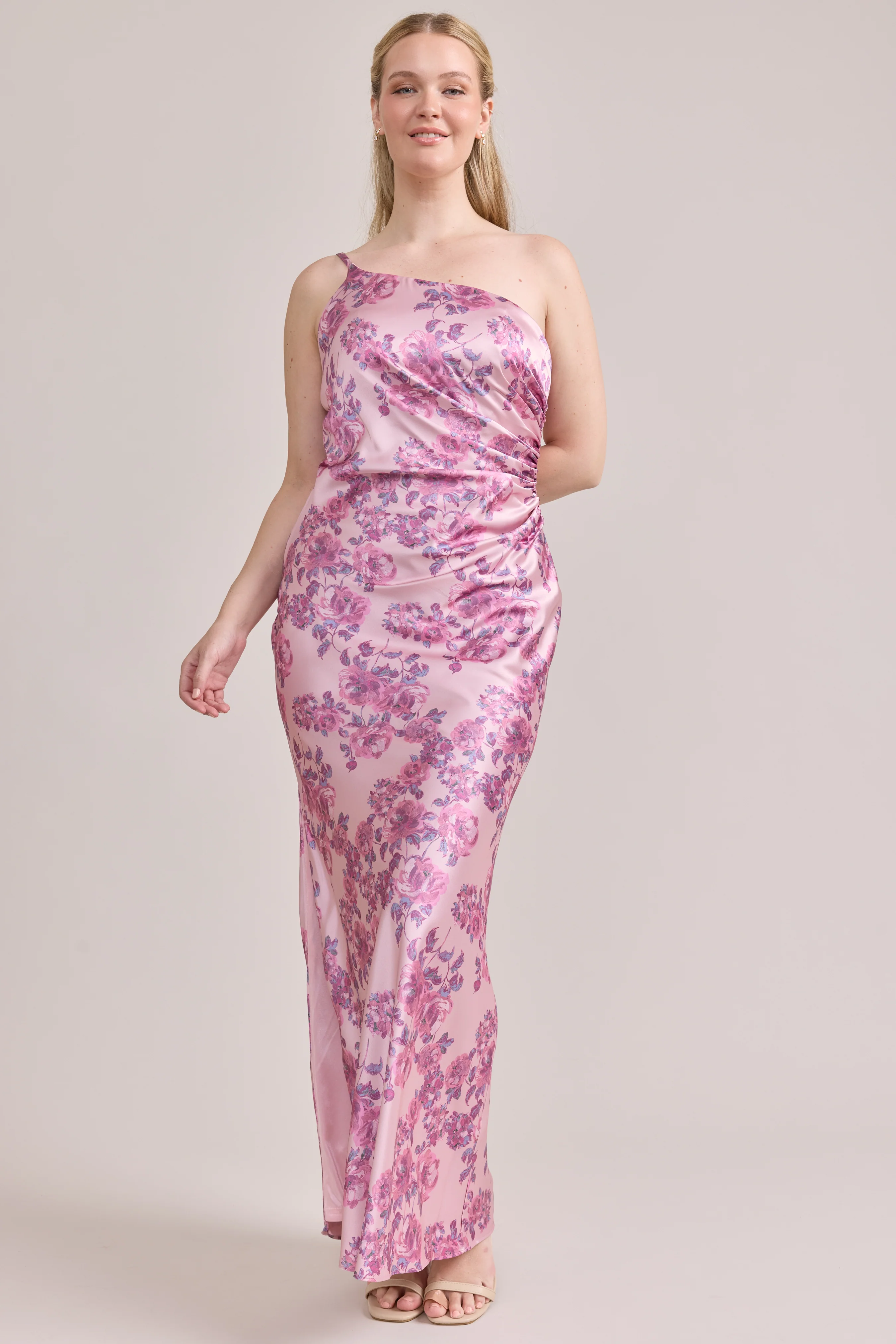Jade Satin Floral Print Dress | Made To Order - Image 104
