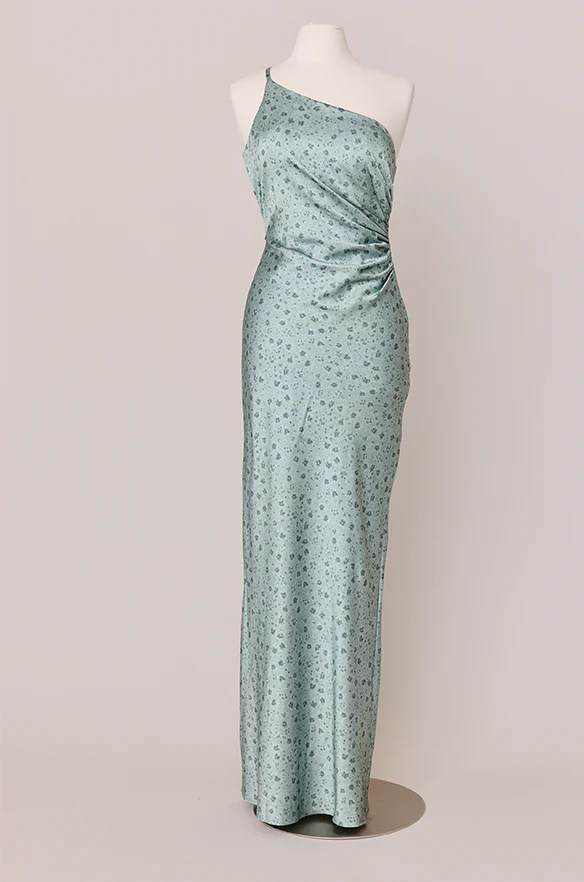 Jade Satin Floral Print Dress | Made To Order - Image 42