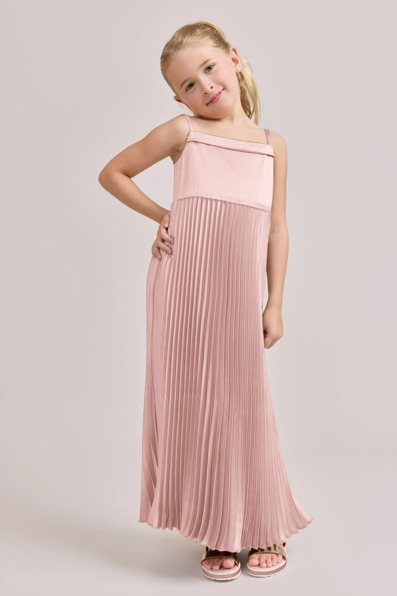 Juniors Saylor Satin Pleated Dress | Made To Order - Image 6