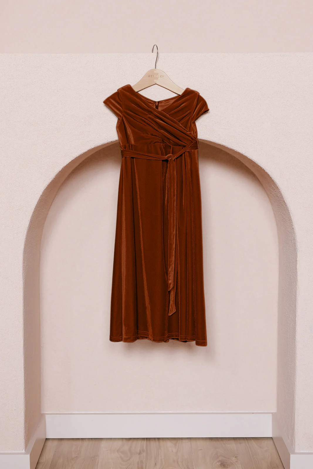 Kids Harper Faux-Wrap Velvet Dress | Made To Order - Image 14