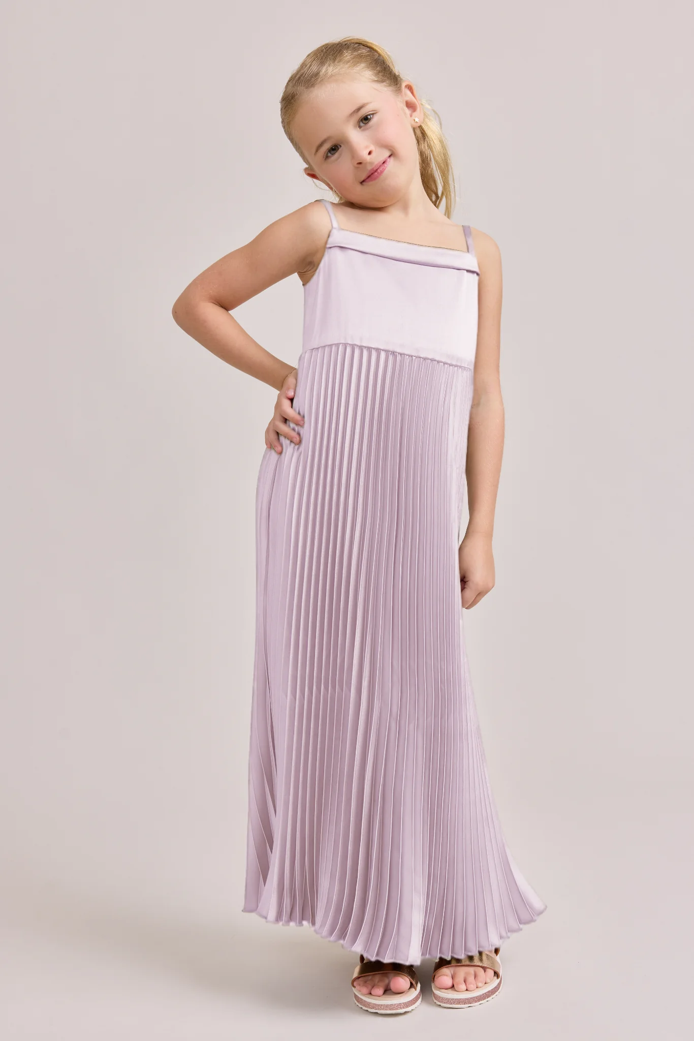 Kids Saylor Satin Pleated Dress | Made To Order - Image 26
