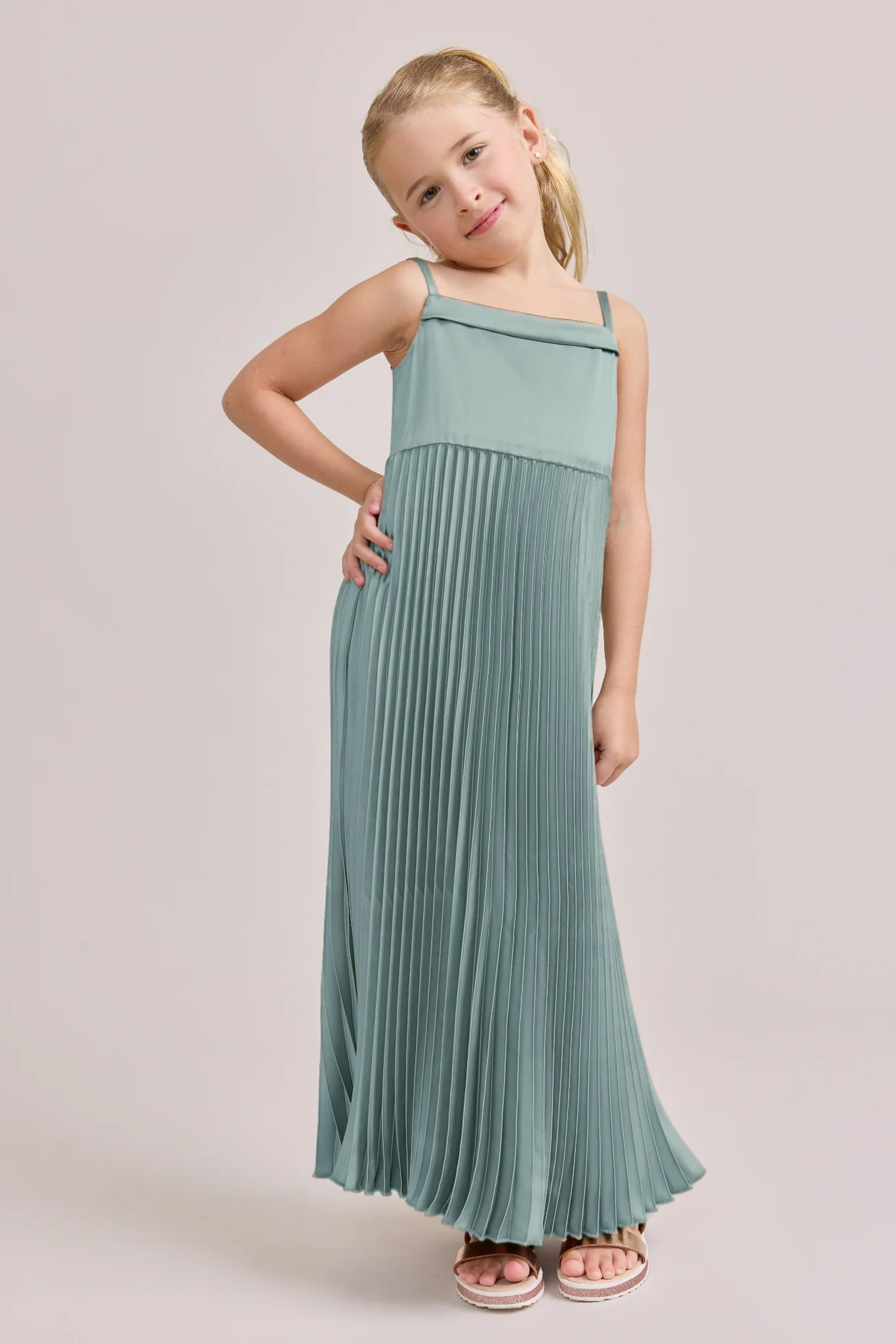 Kids Saylor Satin Pleated Dress | Made To Order - Image 42