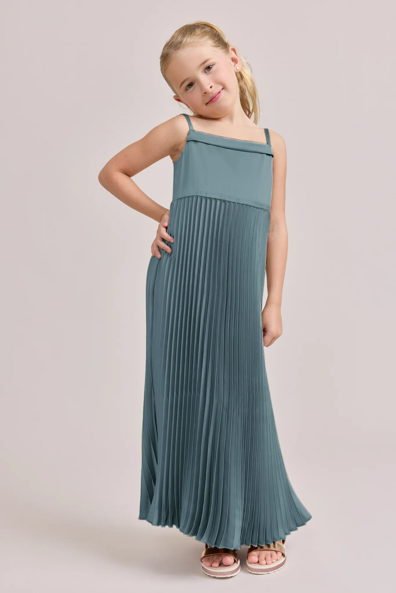 Kids Saylor Satin Pleated Dress | Made To Order - Image 8