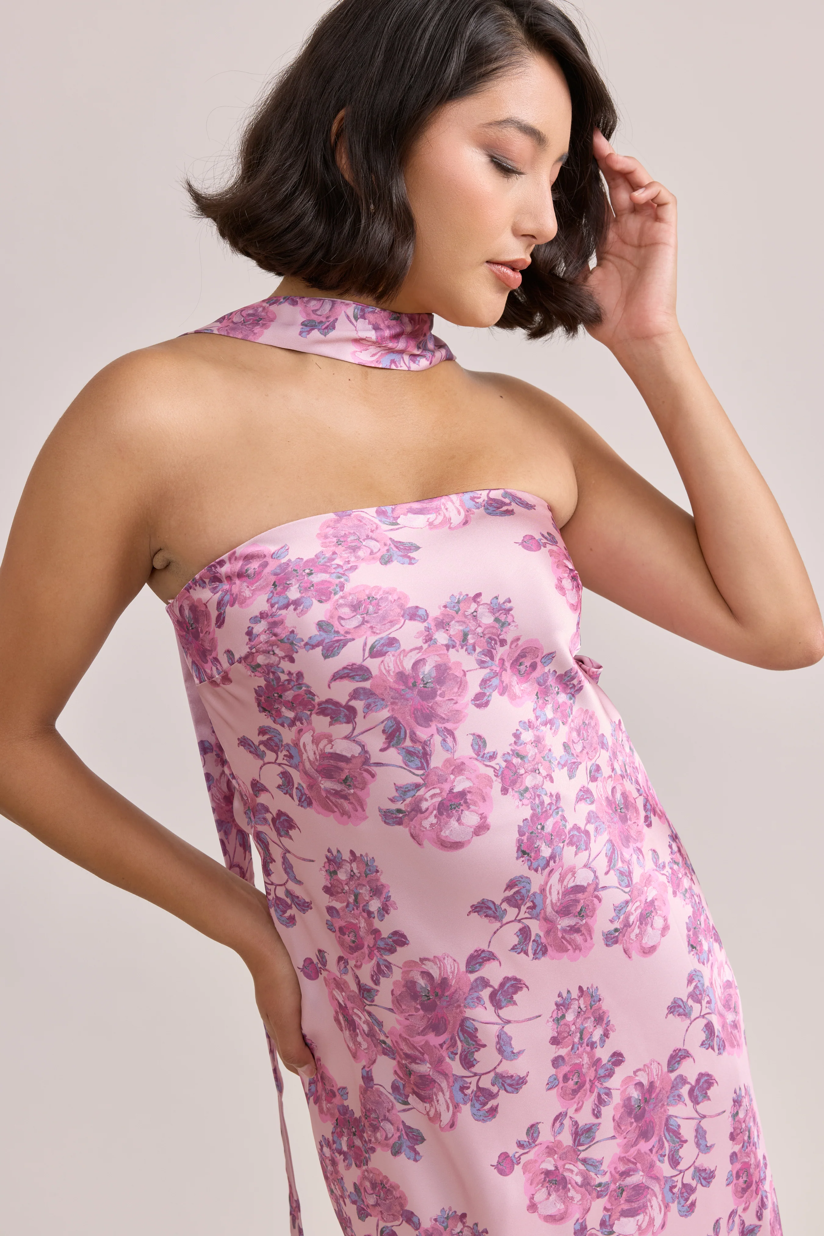 Leo Satin Floral Print Dress | Made To Order - Image 2