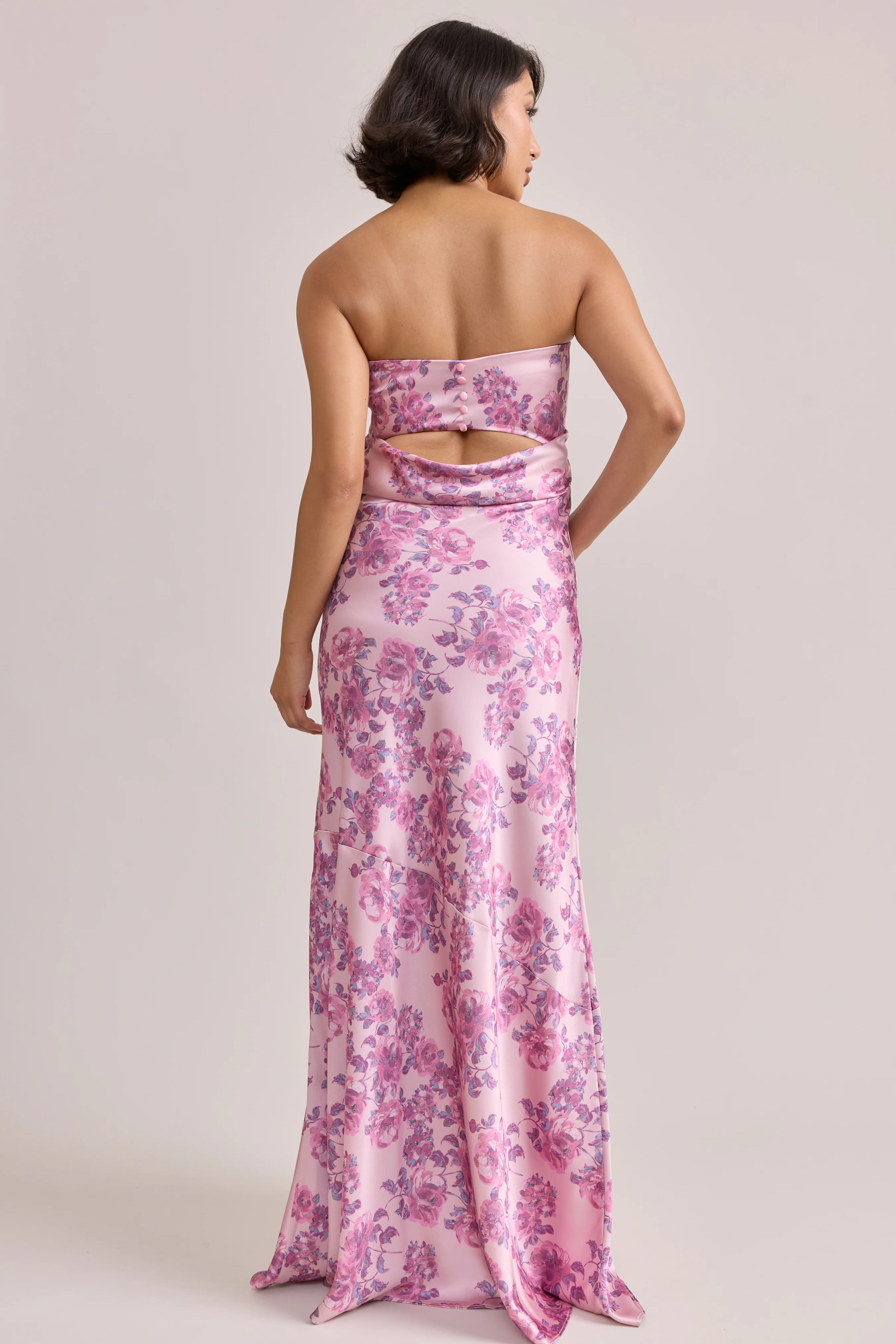 Leo Satin Floral Print Dress | Made To Order - Image 3