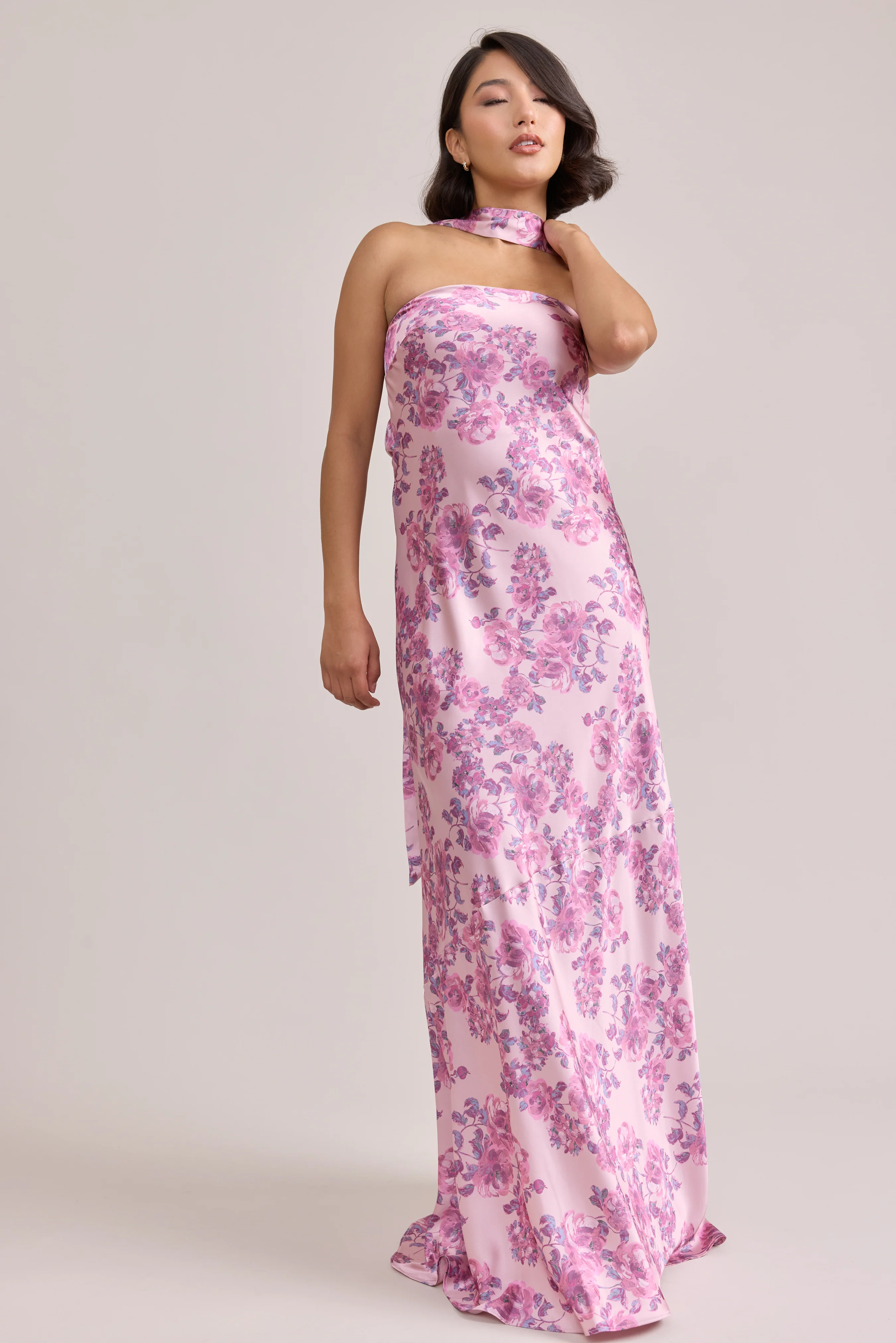 Leo Satin Floral Print Dress | Made To Order - Image 4