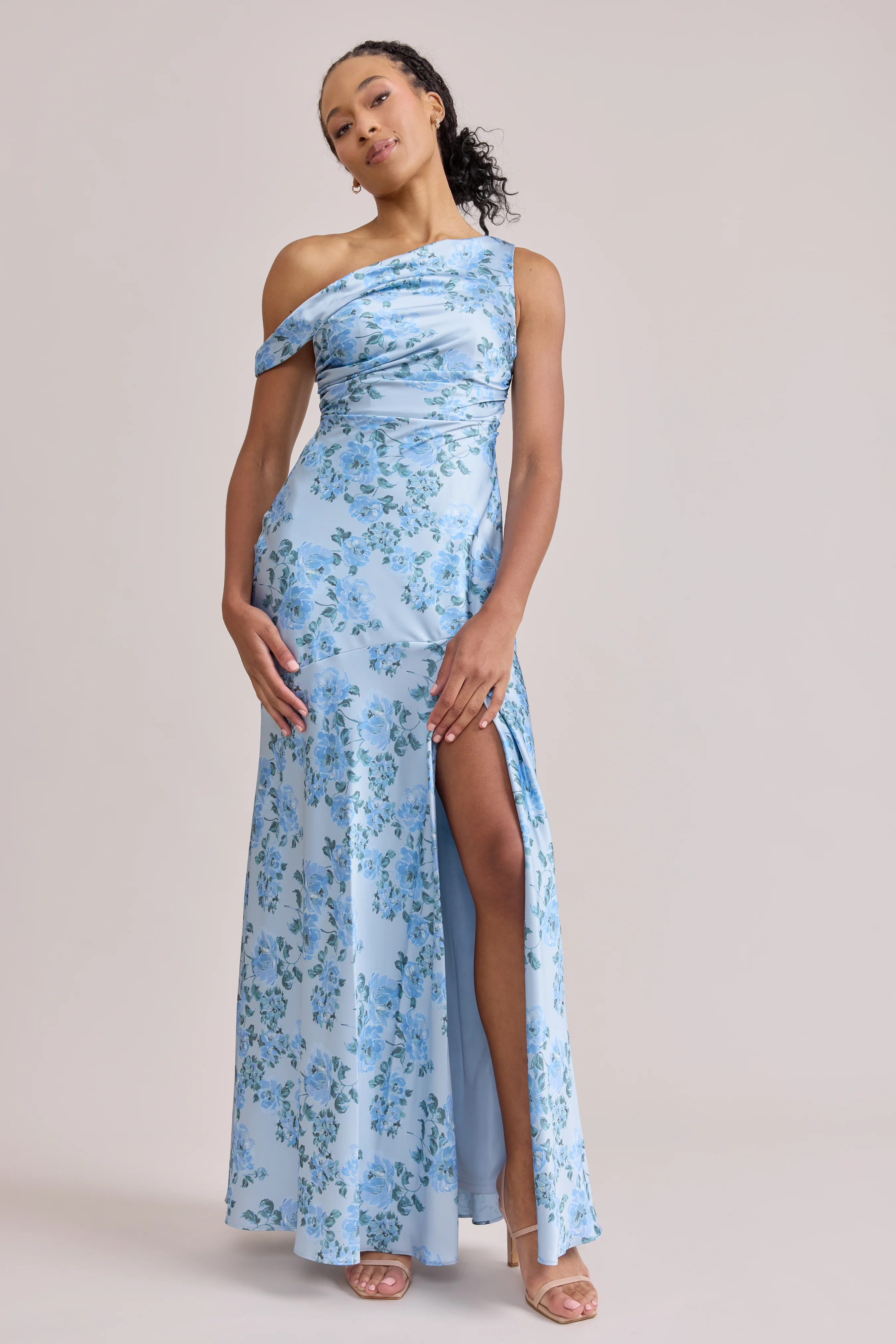 Livvy Satin Floral Print Dress | Made To Order - Image 115