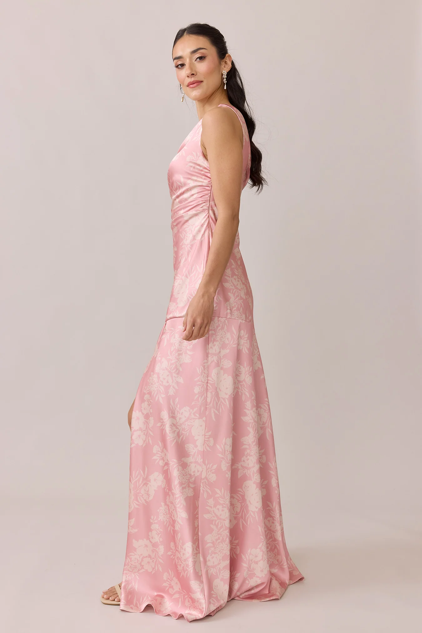 Livvy Satin Floral Print Dress | Made To Order - Image 15