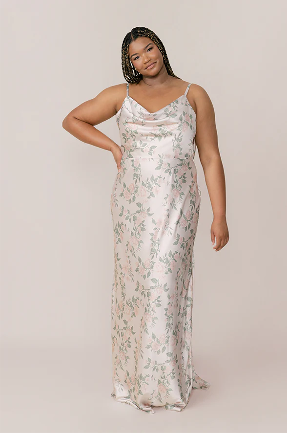 Nadia Satin Floral Print Dress | Made To Order - Image 35