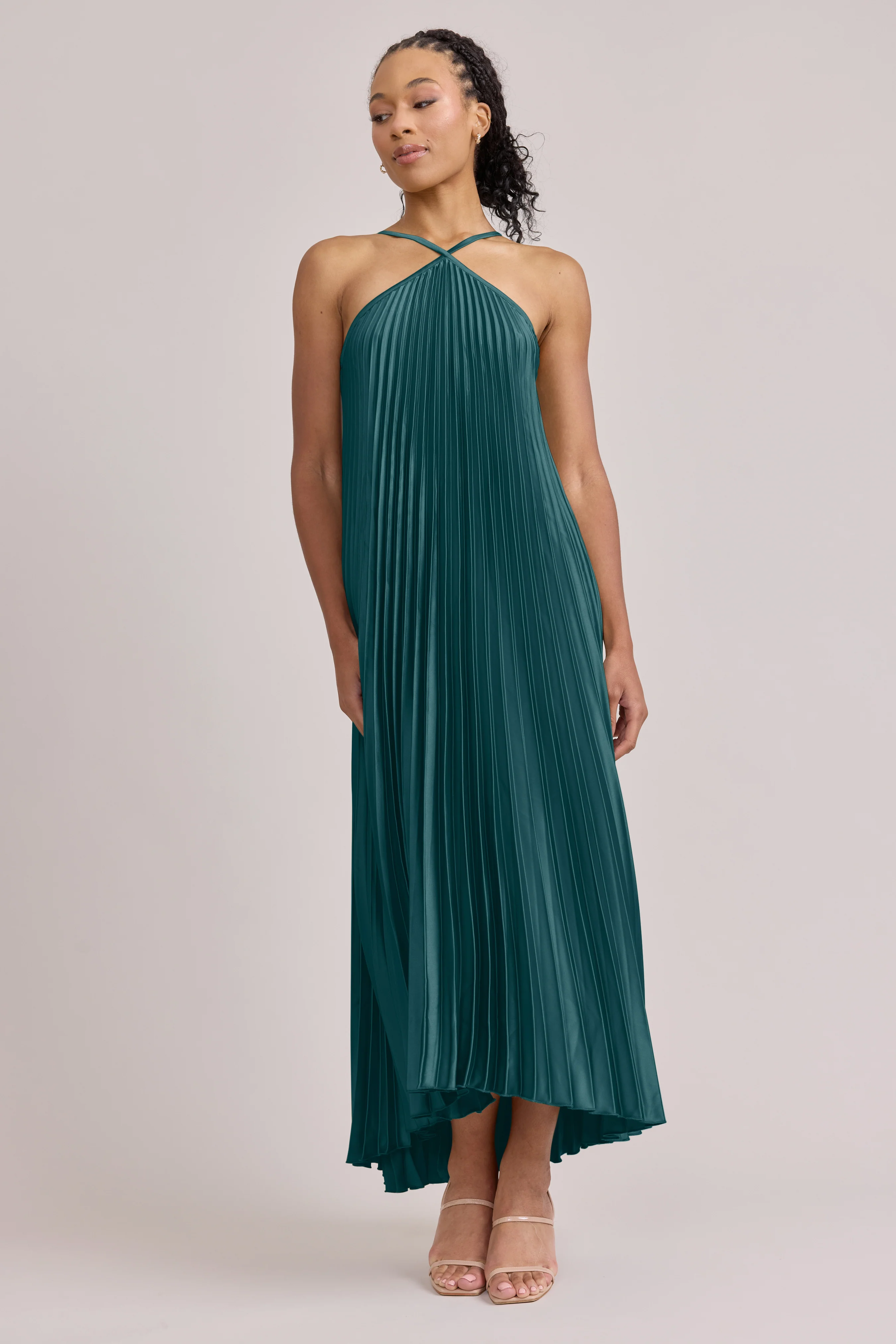 Rayne Satin Pleated Dress | Made To Order - Image 11