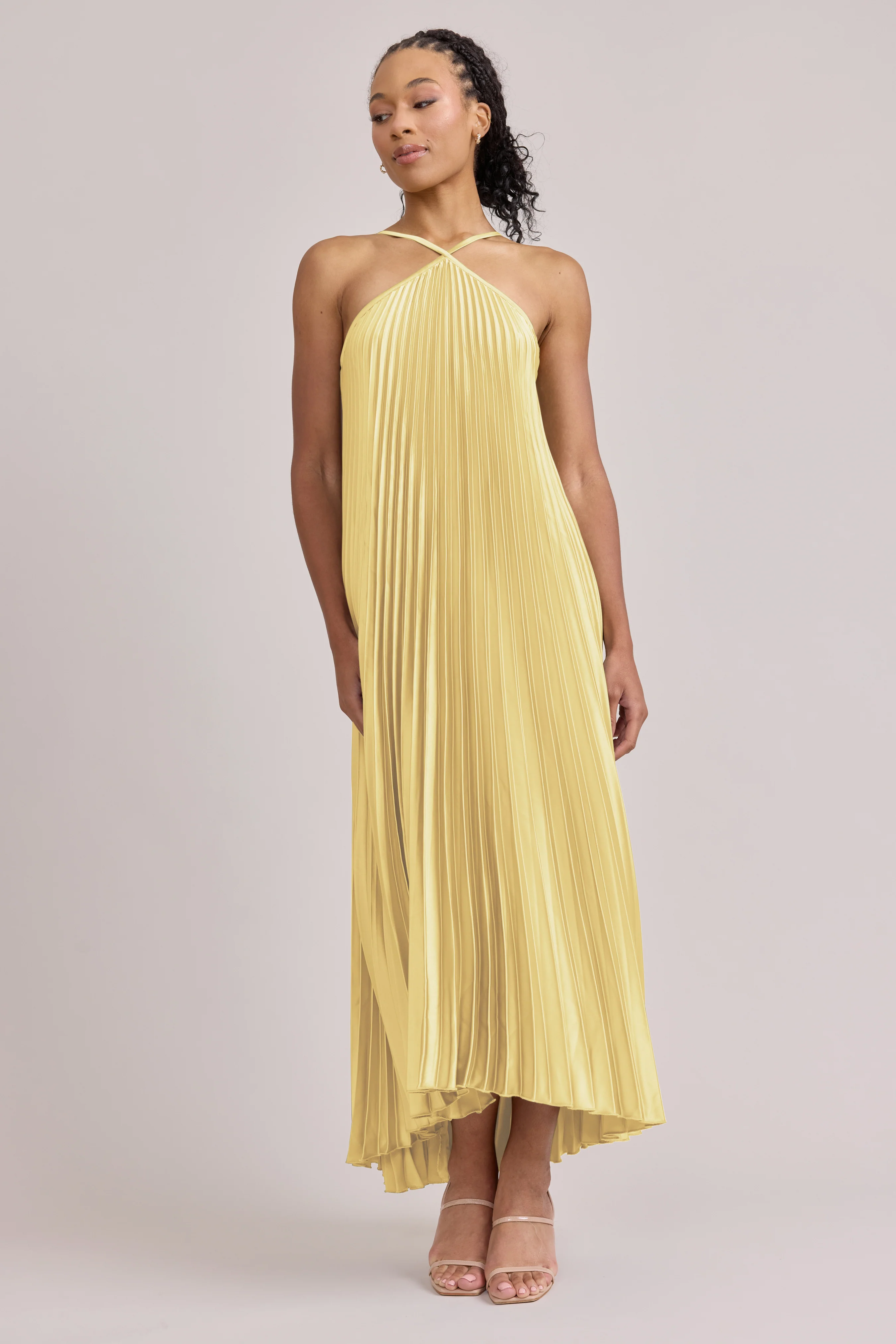Rayne Satin Pleated Dress | Made To Order - Image 161