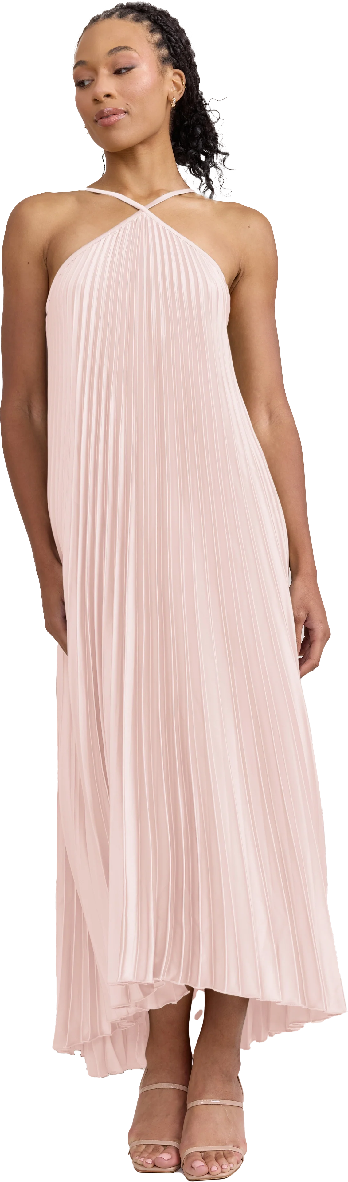 Rayne Satin Pleated Dress | Made To Order - Image 167