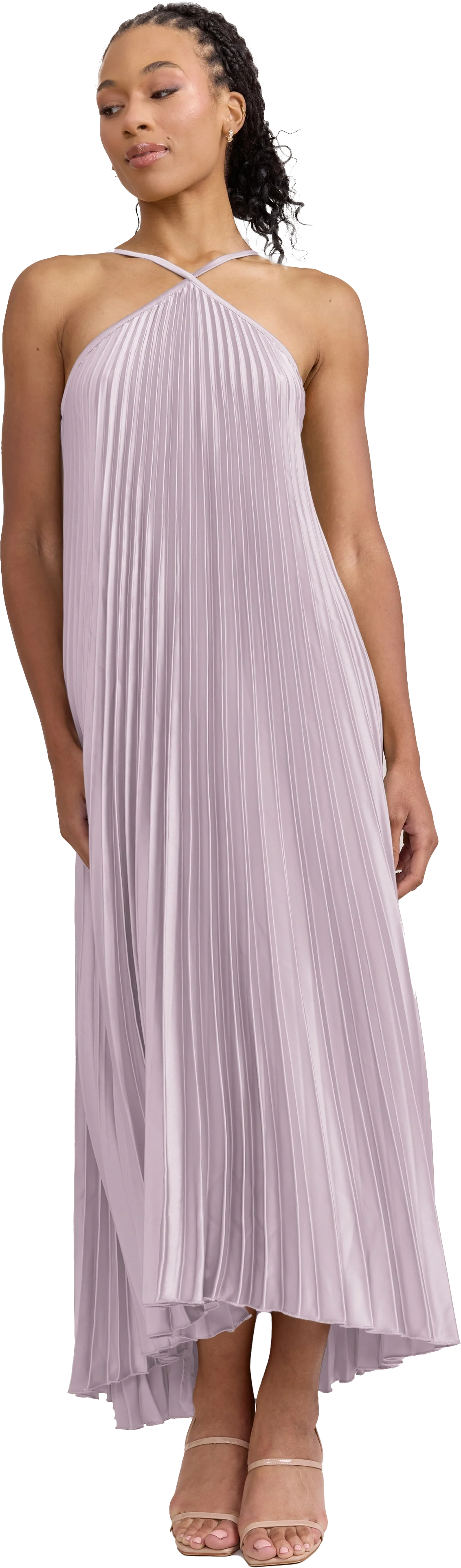 Rayne Satin Pleated Dress | Made To Order - Image 194