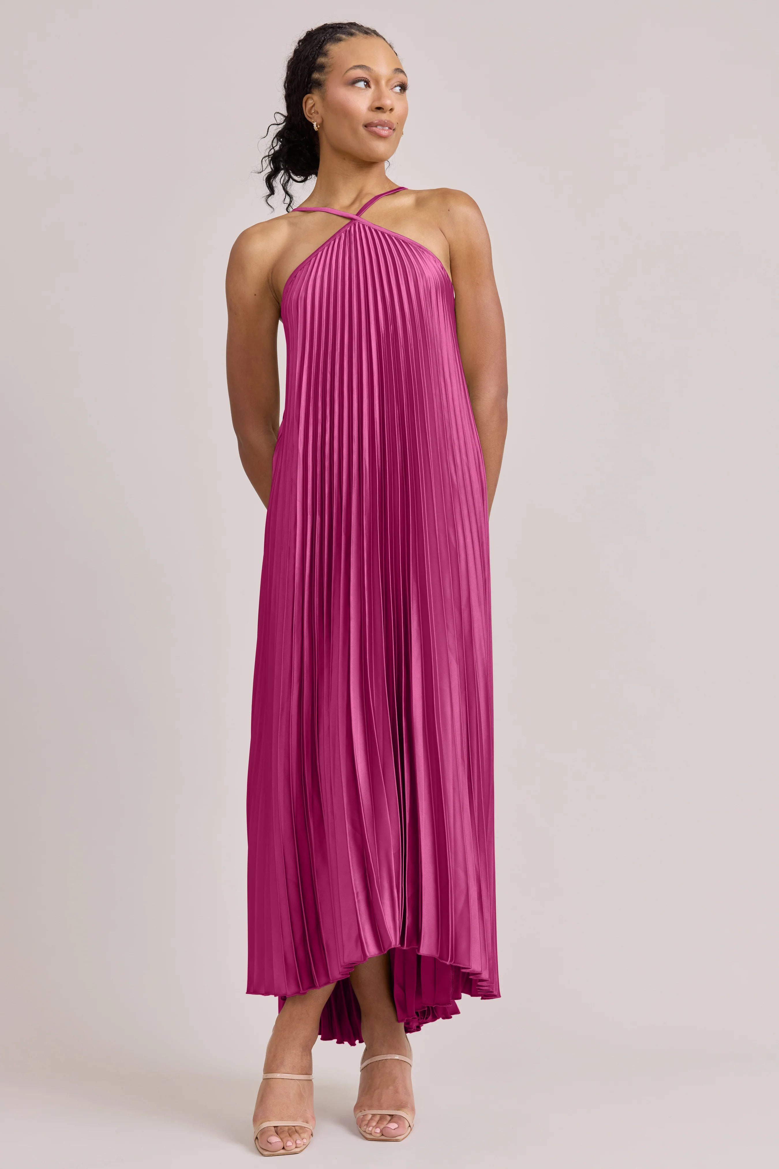 Rayne Satin Pleated Dress | Made To Order - Image 30