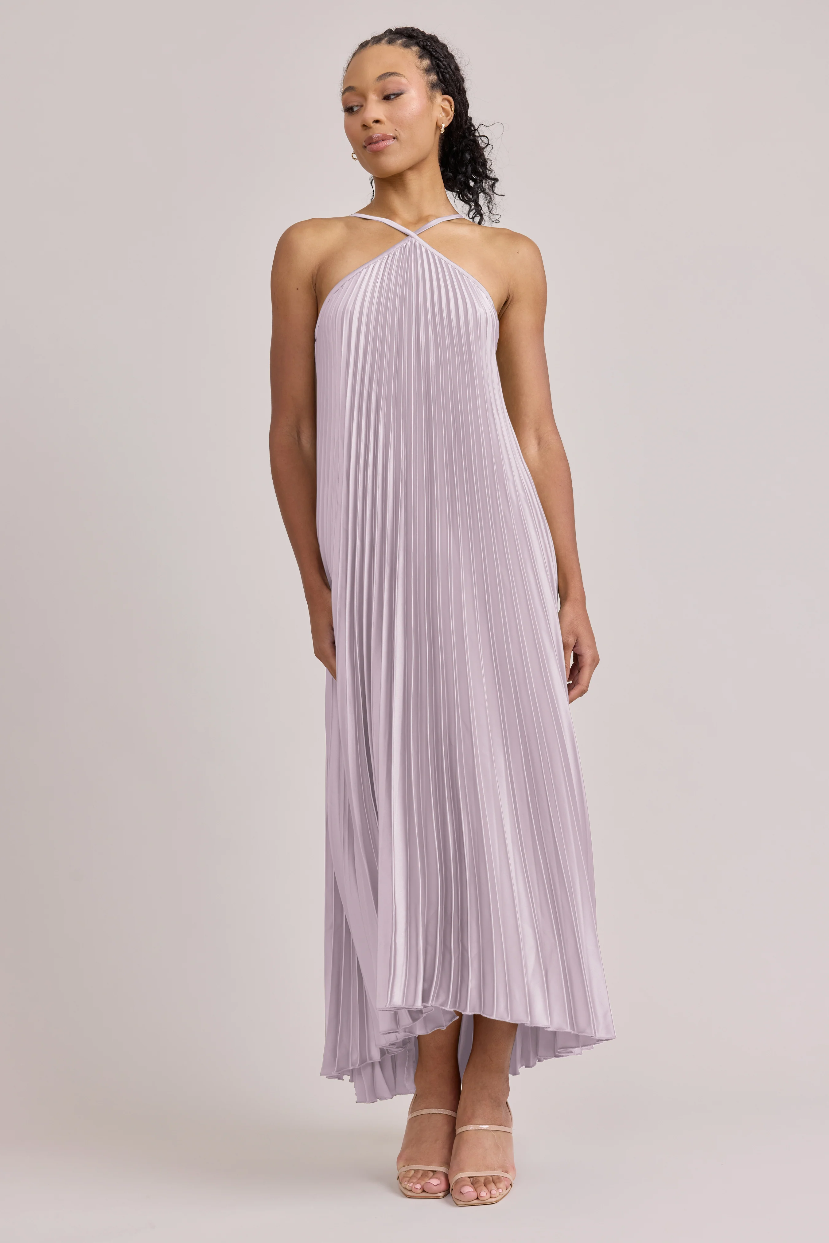 Rayne Satin Pleated Dress | Made To Order - Image 38