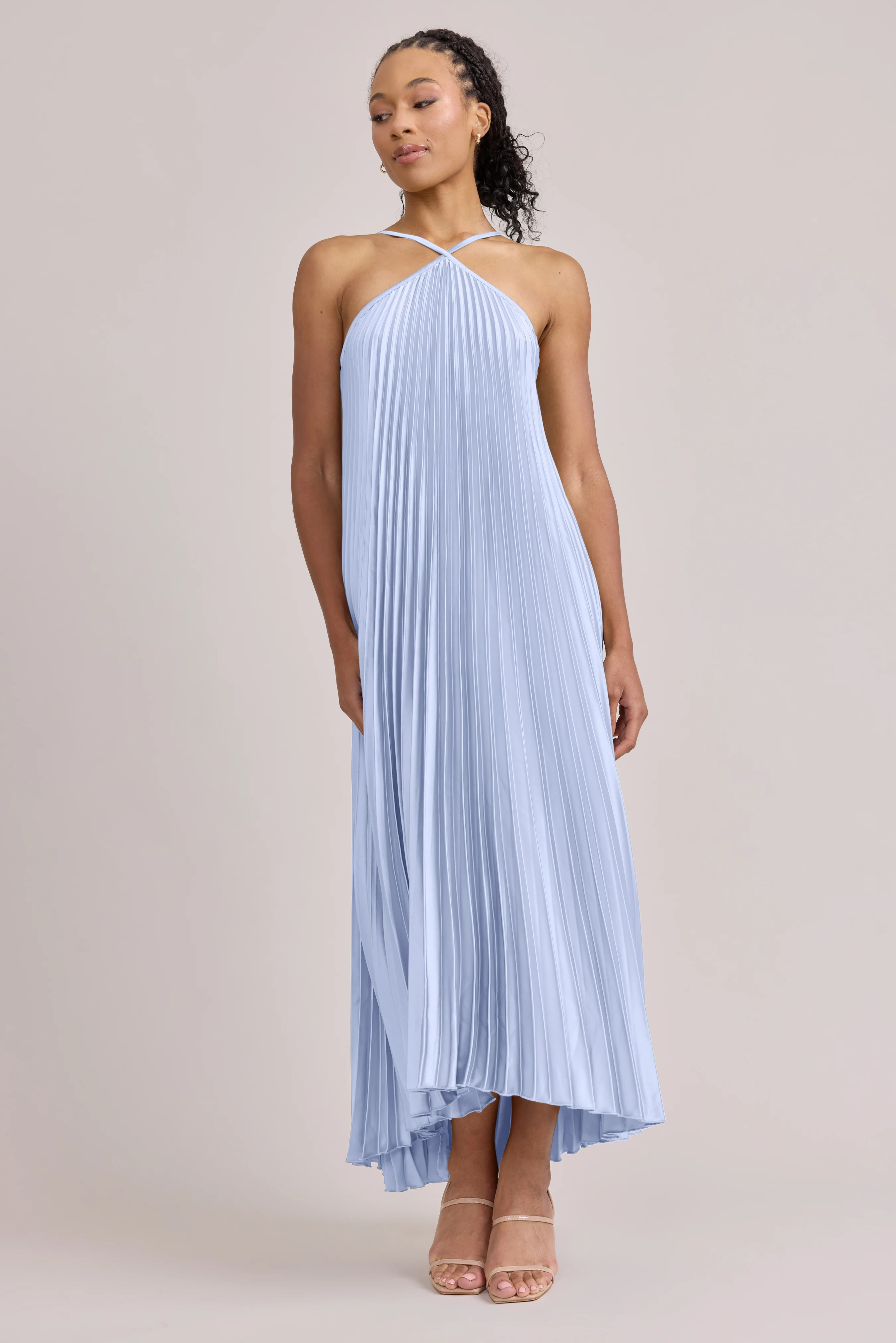 Rayne Satin Pleated Dress | Made To Order - Image 49