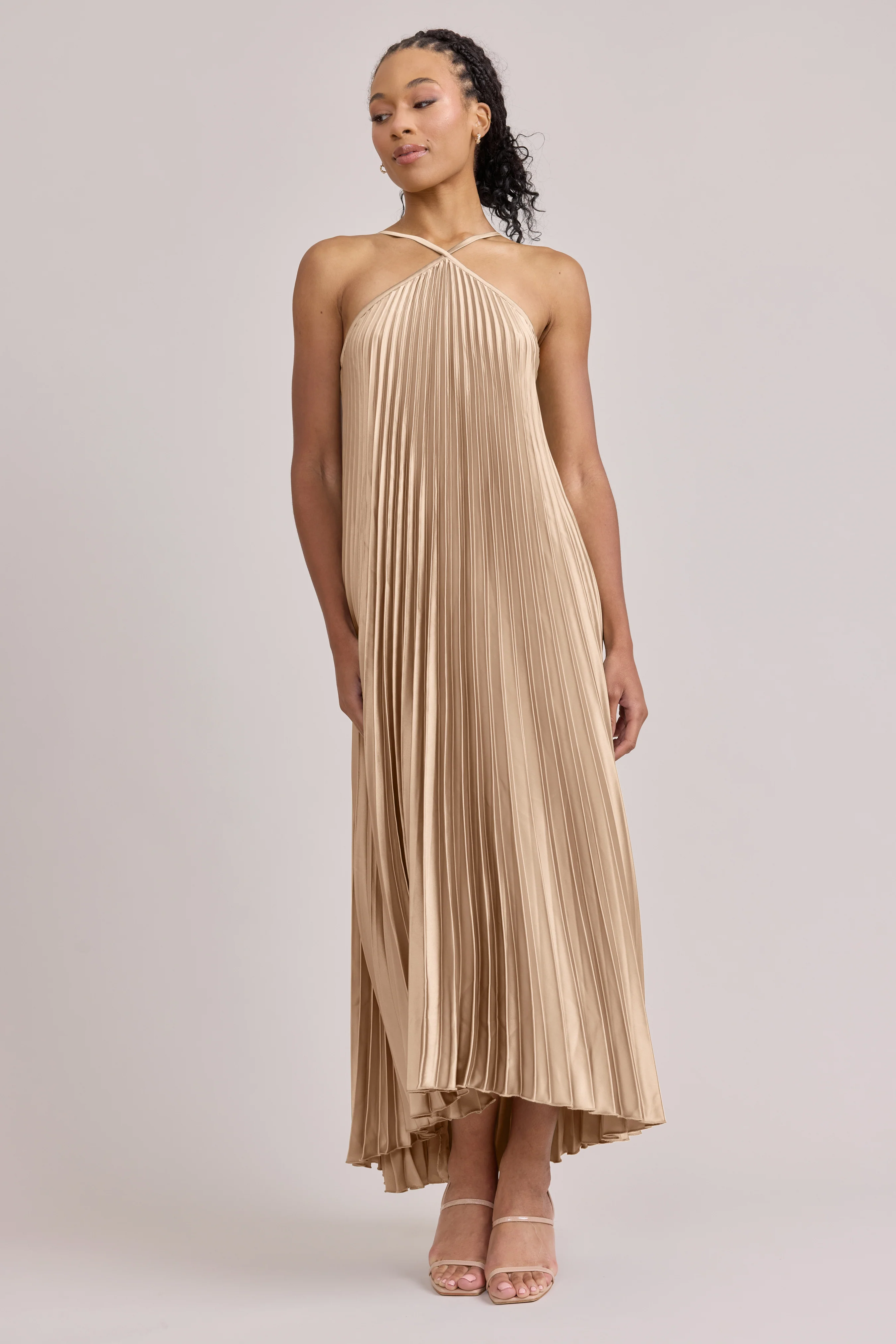 Rayne Satin Pleated Dress | Made To Order - Image 71