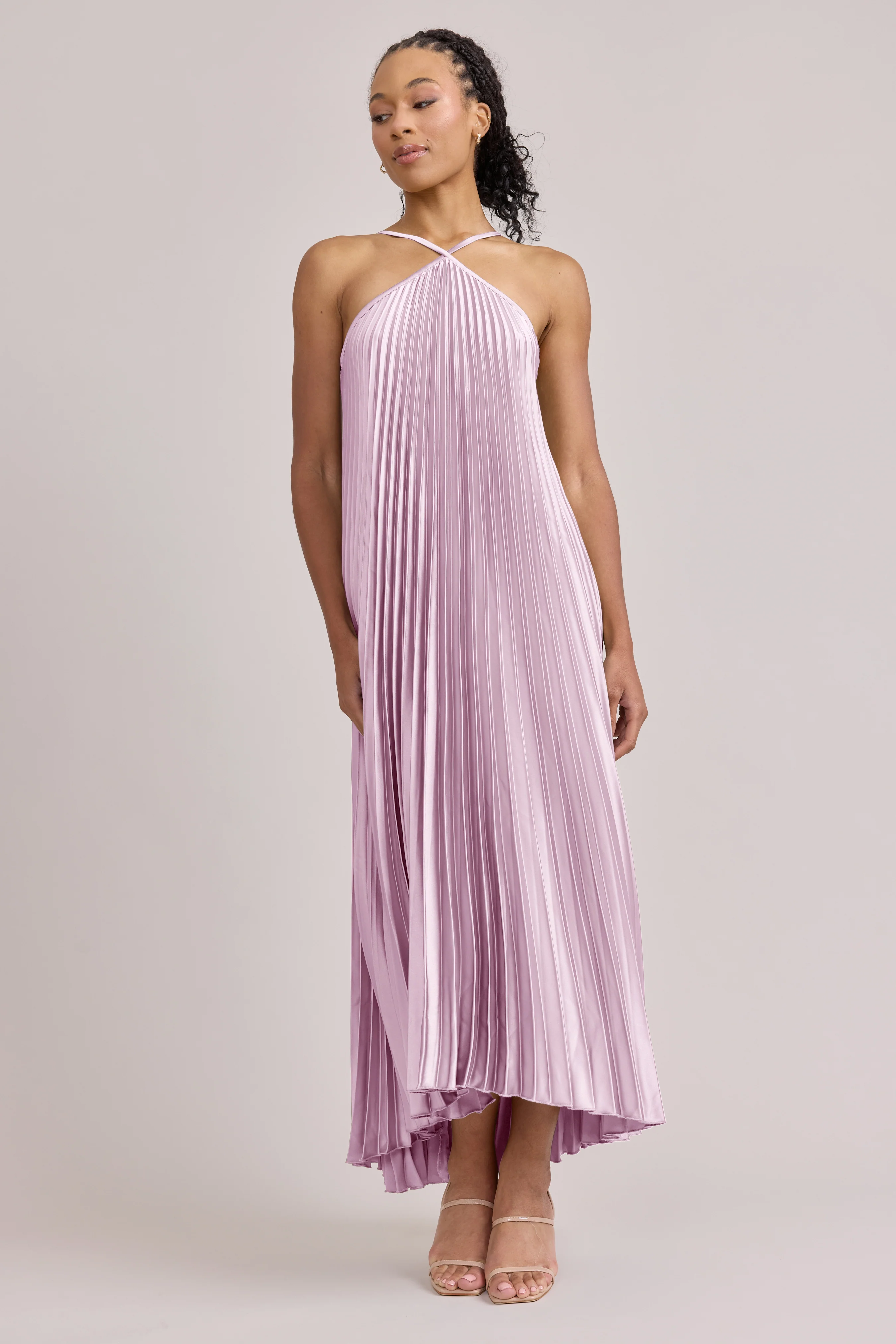 Rayne Satin Pleated Dress | Made To Order - Image 8