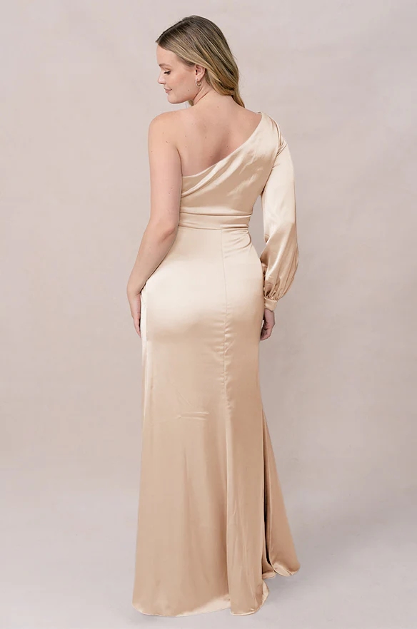 Sample Gold Champagne Aurora Satin Dress | Ready To Ship - Image 2