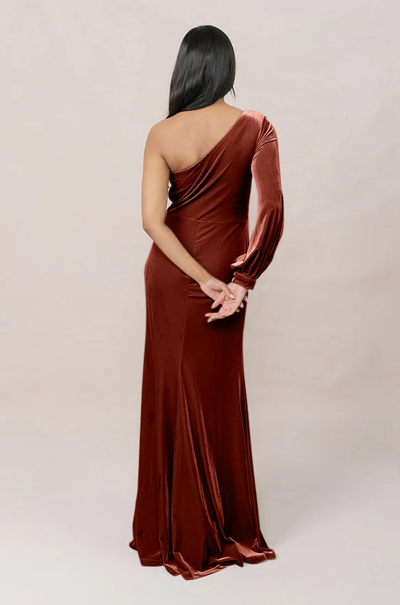 Sample Terracotta Aurora Velvet Dress | Ready To Ship - Image 2