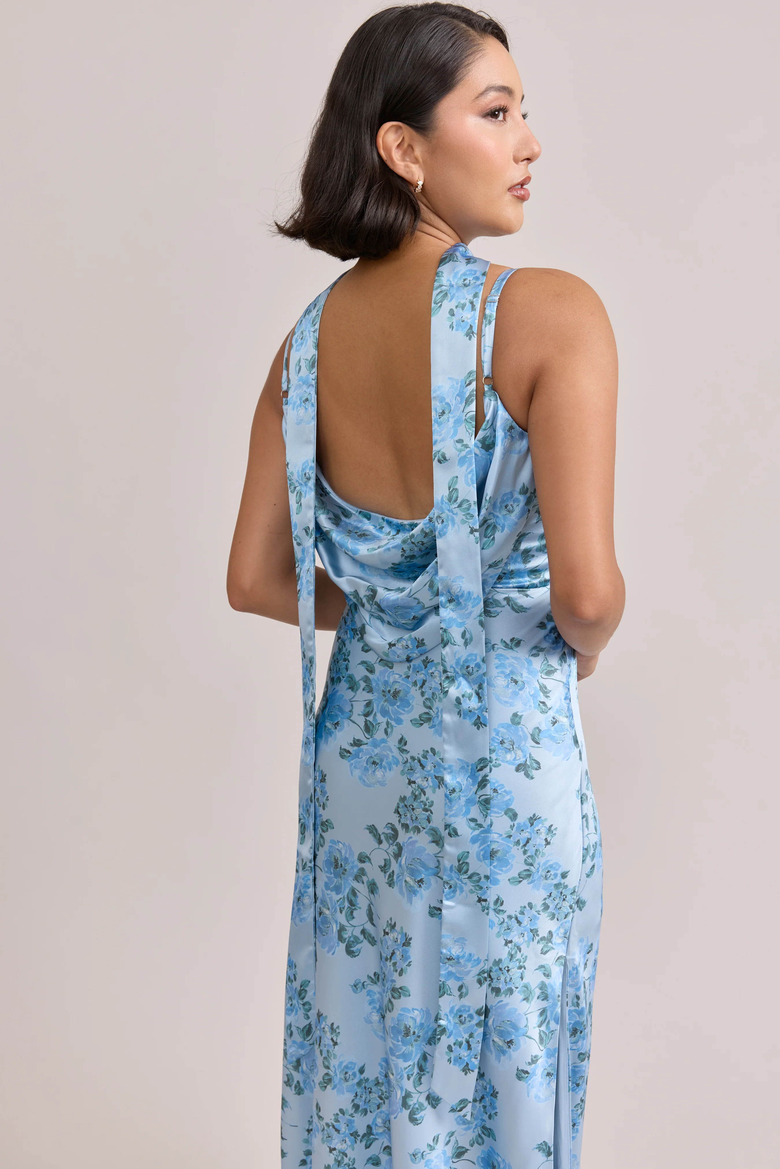 Satin Floral Print Skinny Scarf | Made To Order - Image 8