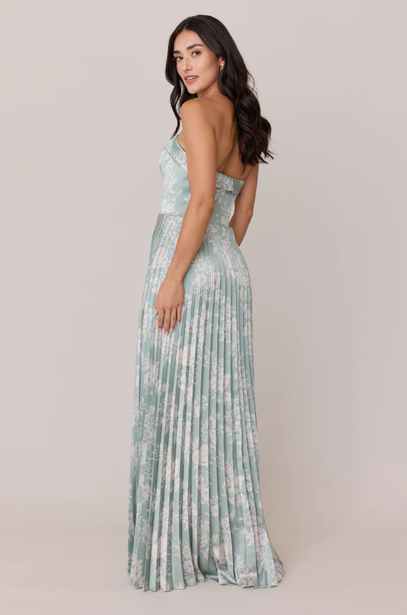 Saylor Satin Pleated Floral Print Dress | Made To Order - Image 39