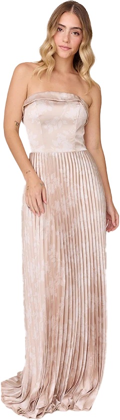 Saylor Satin Pleated Floral Print Dress | Made To Order - Image 53