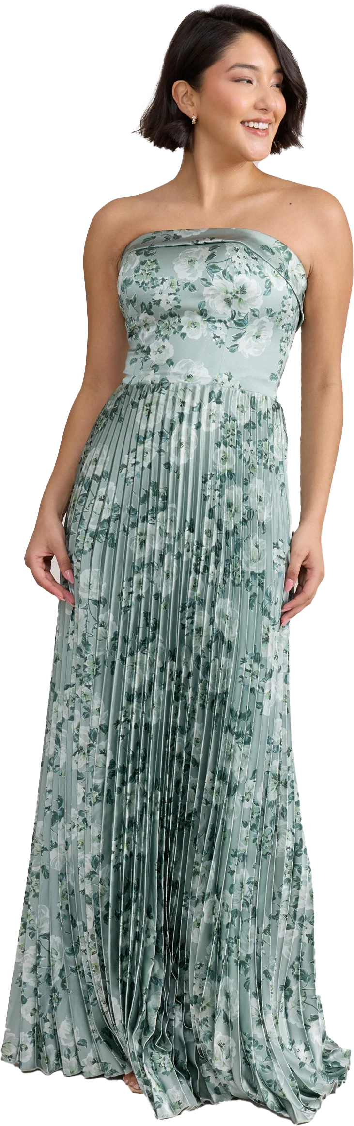 Saylor Satin Pleated Floral Print Dress | Made To Order - Image 98