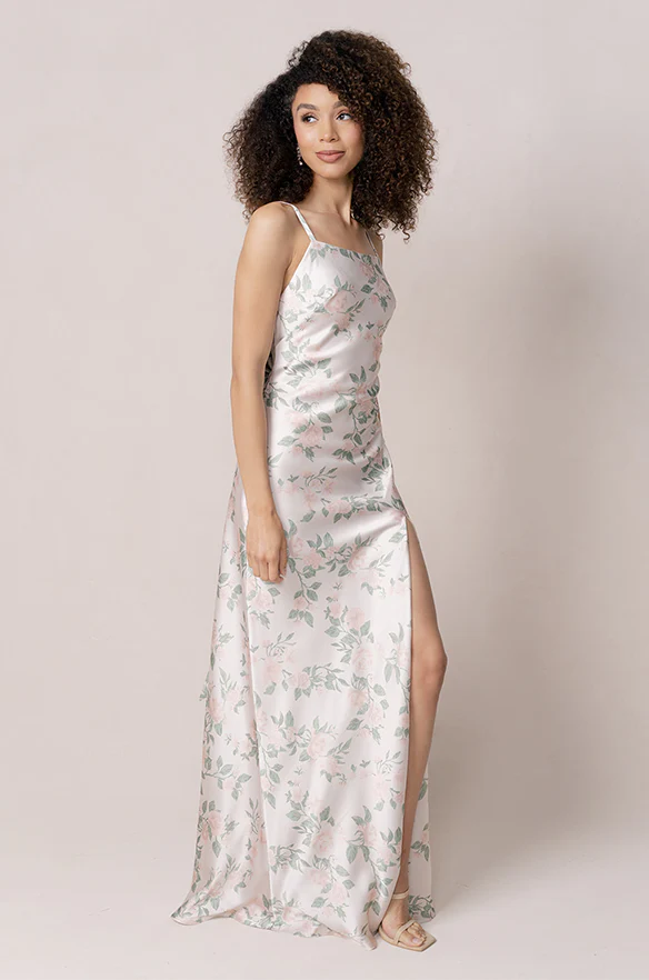 Steph Satin Floral Print Dress | Made To Order - Image 26