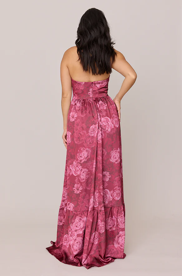 Valentina Satin Floral Print Dress | Made To Order - Image 12