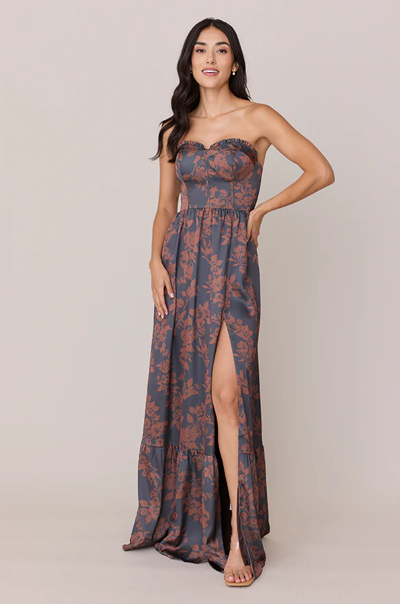 Valentina Satin Floral Print Dress | Made To Order - Image 27