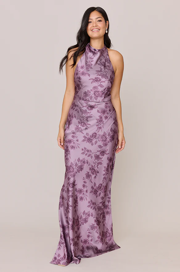 Veronica Satin Floral Print Dress | Made To Order - Image 22