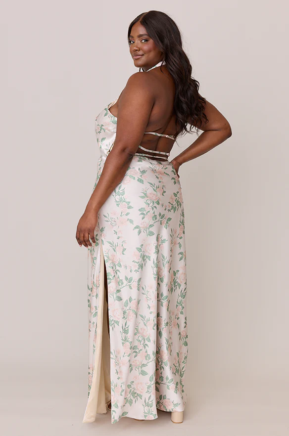 Veronica Satin Floral Print Dress | Made To Order - Image 40