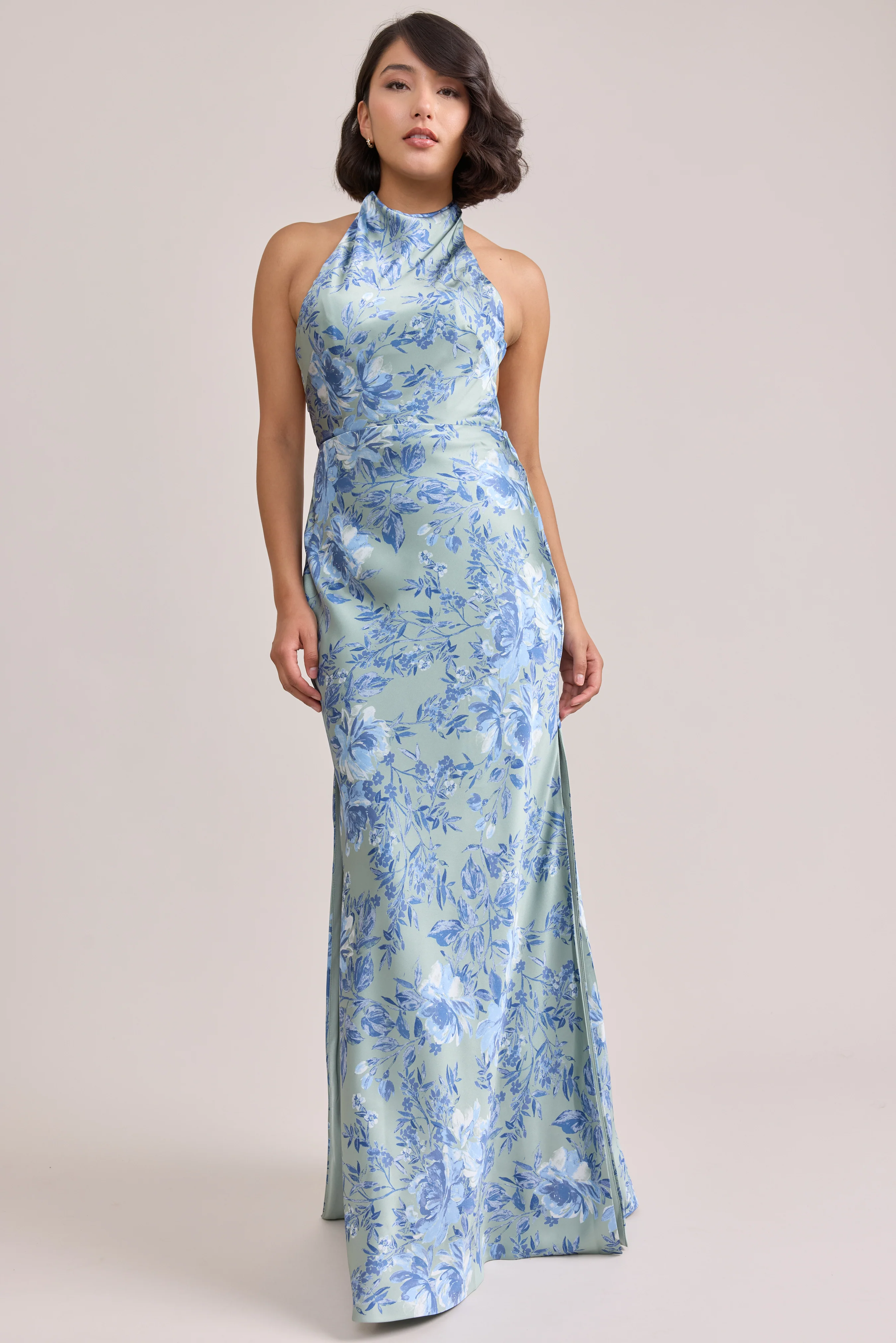 Veronica Satin Floral Print Dress | Made To Order - Image 77