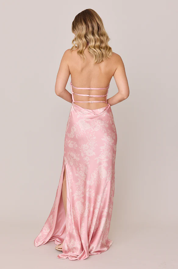 Veronica Satin Floral Print Dress | Made To Order - Image 8