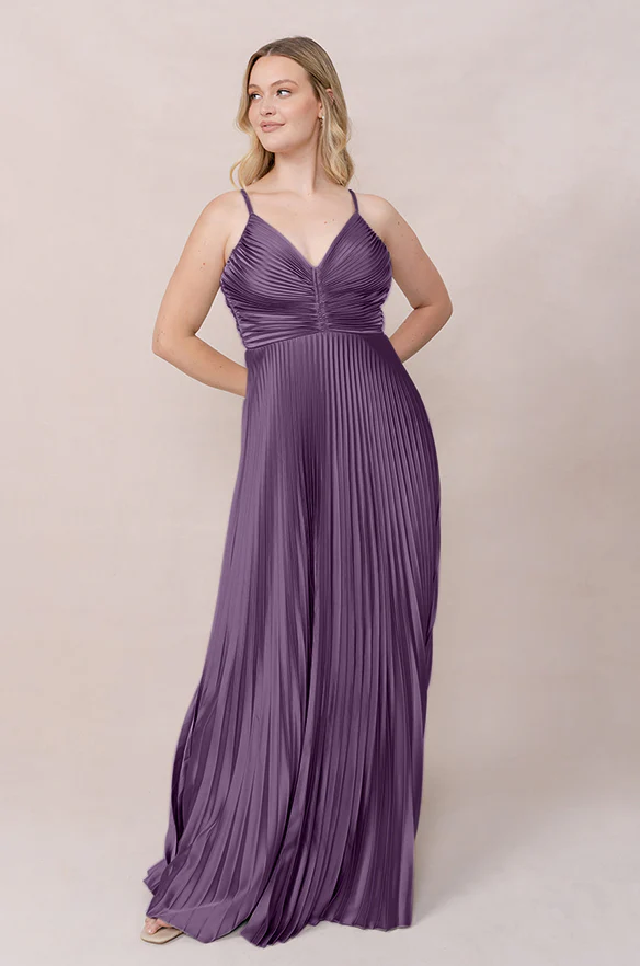 Vivian Satin Pleated Dress | Made To Order - Image 29